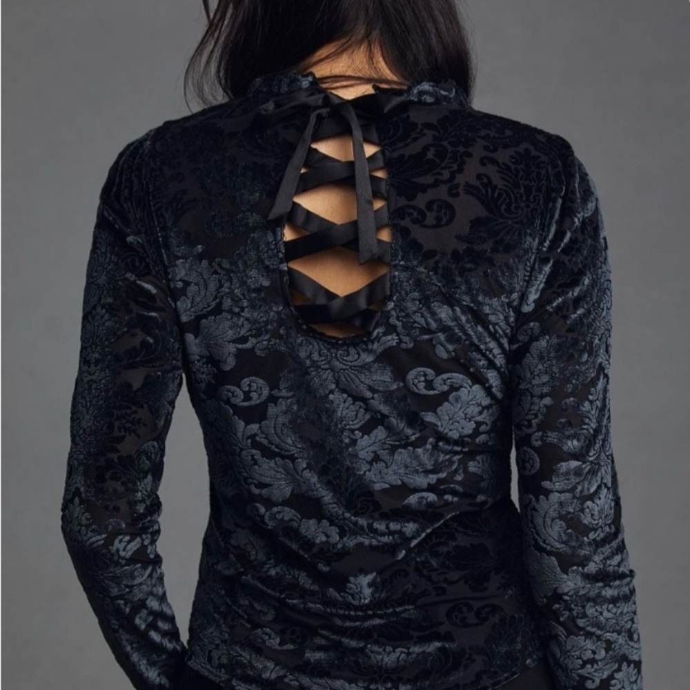 Anthropologie Sheer Velvet Burnout Top